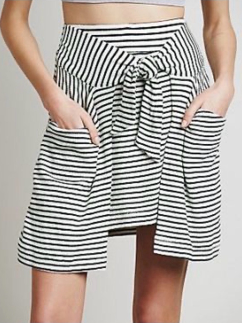 Free People Striped Black & White Tie-Front Skirt